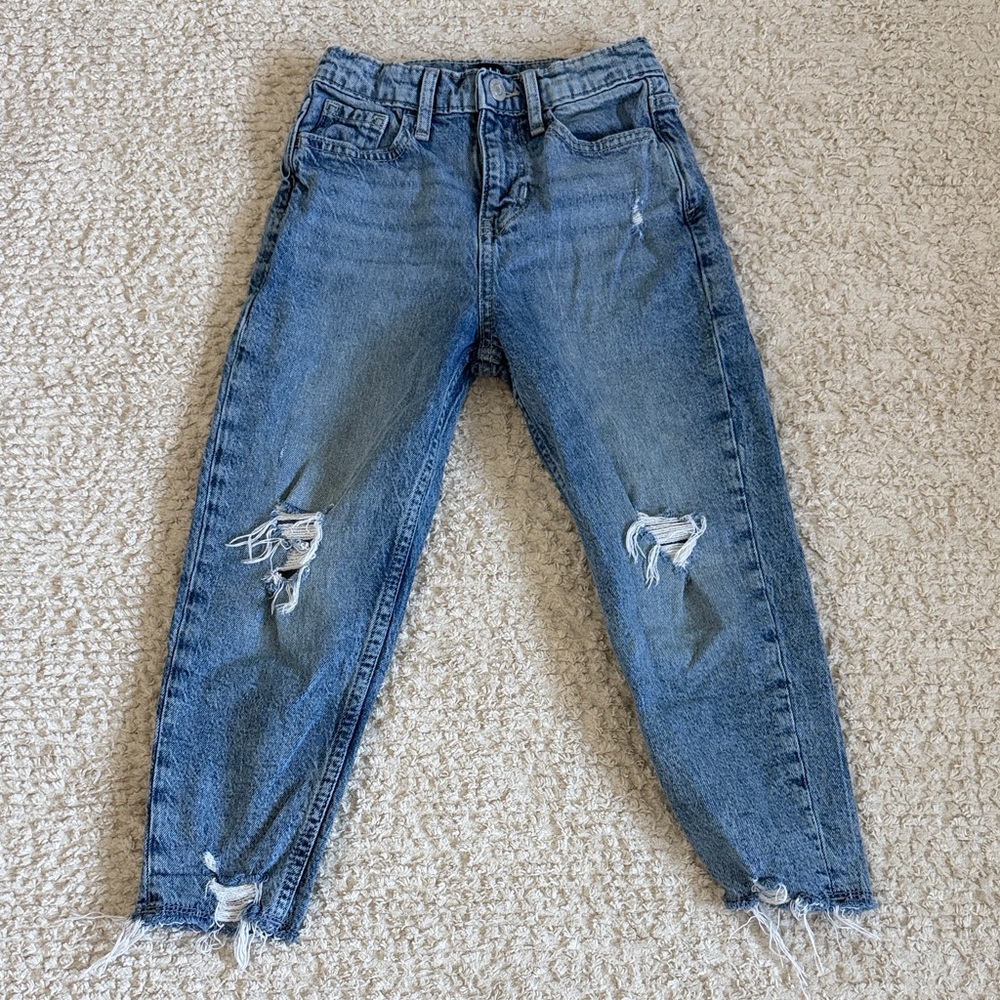 GAP Kids Blue Distressed Mom Jeans